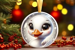 Sparkling Swan Christmas Ornament Sublimation PNG Product Image 1