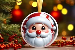 Joyful Santa Claus Christmas Ornament Sublimation PNG Product Image 1