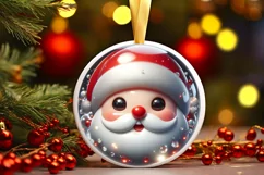 Joyful Santa Claus Christmas Ornament Sublimation PNG Product Image 3