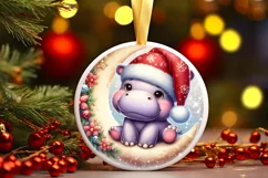 Digital Painting Vintage Baby Hippo on Moon Product Image 3