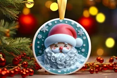 Santa Christmas Round Cute Ornament Sublimation Product Image 2