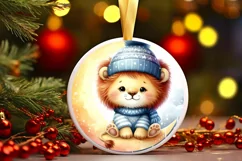 Digital Painting Vintage Baby Lion on Moon Product Image 1