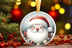 Christmass Santa Watercollor Christmass Round Ornament Product Image 3