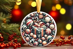 Round Christmas Ornament Sublimation|Clipart Product Image 2