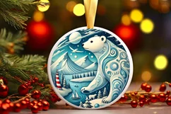 Round Christmas Ornament Sublimation|Clipart Product Image 2