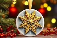 Snow Flake Christmas Round Cute Ornament Sublimation Product Image 2