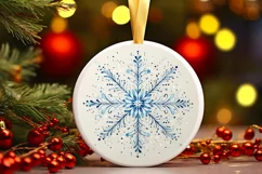 Snow Flake Christmas Round Cute Ornament Sublimation Product Image 2