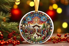 Round Christmas Ornament Sublimation|Clipart Product Image 2
