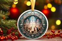 Round Christmas Ornament Sublimation|Clipart Product Image 1