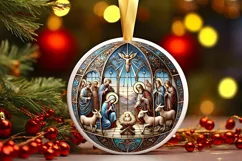Round Christmas Ornament Sublimation|Clipart Product Image 1