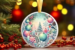 Round Christmas Ornament Sublimation|Clipart Product Image 1