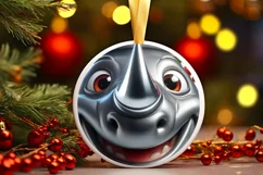 Rhino Smiling Round Ornament Sublimation PNG Product Image 3