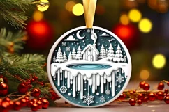 Round Christmas Ornament Sublimation|Clipart Product Image 2