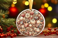 Round Christmas Ornament Sublimation|Clipart Product Image 1