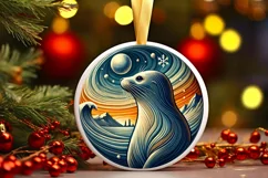 Round Christmas Ornament Sublimation|Clipart Product Image 2