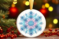 Snow Flake Christmas Round Cute Ornament Sublimation Product Image 2