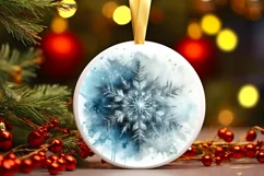 Snow Flake Christmas Round Cute Ornament Sublimation Product Image 2