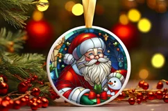 Christmas Round Stained Santa Ornament Sublimation Product Image 2