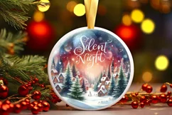 Silent Night Christmas Round Cute Ornament Sublimation Product Image 2