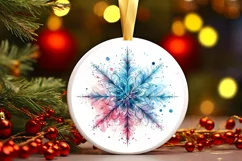 Snow Flake Christmas Round Cute Ornament Sublimation Product Image 1