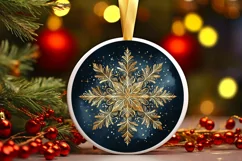 Snow Flake Christmas Round Cute Ornament Sublimation Product Image 1