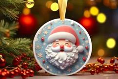 Santa Christmas Round Cute Ornament Sublimation Product Image 2