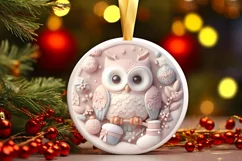 Christmas Round Owl Ornament Sublimation Product Image 2