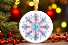 Snow Flake Christmas Round Cute Ornament Sublimation Product Image 2