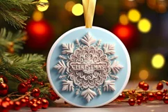 Snow Flake Christmas Round Cute Ornament Sublimation Product Image 2
