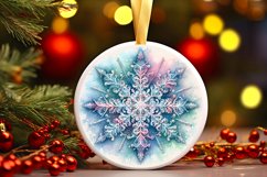 Snow Flake Christmas Round Cute Ornament Sublimation Product Image 2