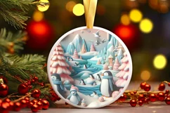 Christmas Round Penguin Ornament Sublimation Product Image 2