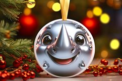 Shiny Christmas Face Round Rhino Sublimation PNG Product Image 1