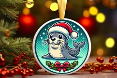 Round Christmas Ornament Sublimation|Clipart Product Image 2
