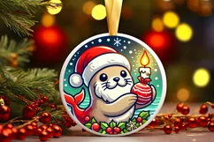 Round Christmas Ornament Sublimation|Clipart Product Image 2