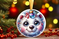 Shiny Christmas Bear Ornament Sublimation PNG Product Image 1