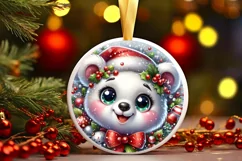 Shiny Christmas Bear Ornament Sublimation PNG Product Image 1