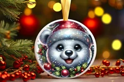Shiny Christmas Bear Ornament Sublimation PNG Product Image 3