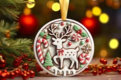 Round Christmas Ornament Sublimation|Clipart Product Image 2