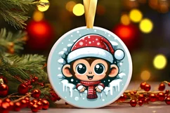 Round Christmas Ornament Sublimation|Clipart Product Image 1