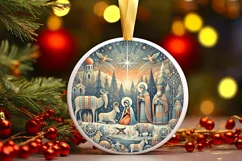 Round Christmas Ornament Sublimation|Clipart Product Image 2