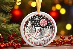 Round Christmas Ornament Sublimation|Clipart Product Image 2