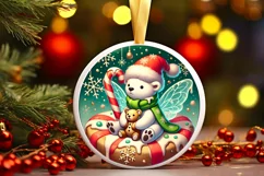 Round Christmas Ornament Sublimation|Clipart Product Image 2