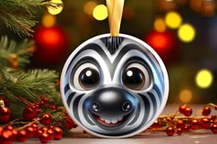 Christmas Zebra Round Ornament Sublimation PNG Product Image 1