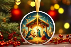 Round Christmas Ornament Sublimation|Clipart Product Image 2