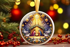 Round Christmas Ornament Sublimation|Clipart Product Image 2
