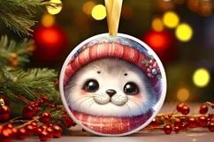 Cute Vintage Christmas Seal Digital PNG Product Image 3