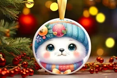 Cute Vintage Christmas Seal Digital PNG Product Image 3