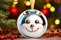 Shiny Christmas Rabbit Ornament Sublimation PNG Product Image 1