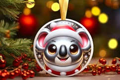 Christmas Koala Round Ornament Sublimation PNG Product Image 3
