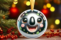 Christmas Koala Round Ornament Sublimation PNG Product Image 3